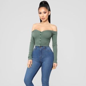 Fashion nova olive crop top